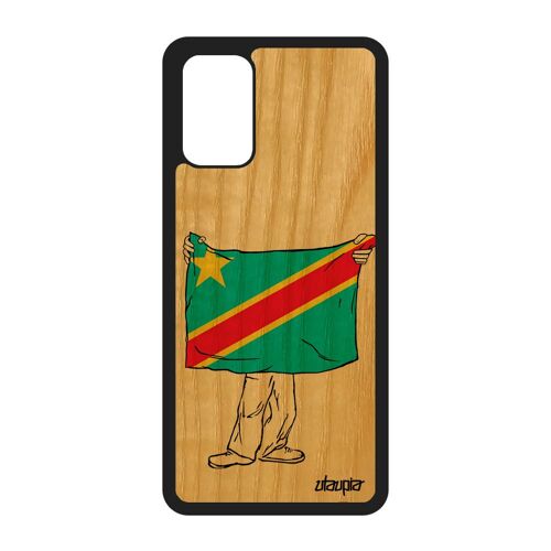 Coque Bois Drapeau Rdc Congo Kinshasa Congolais Pour Galaxy S20+ Plus Silicone Telephone Football 4g Frêne Antichoc Foot Can Samsung