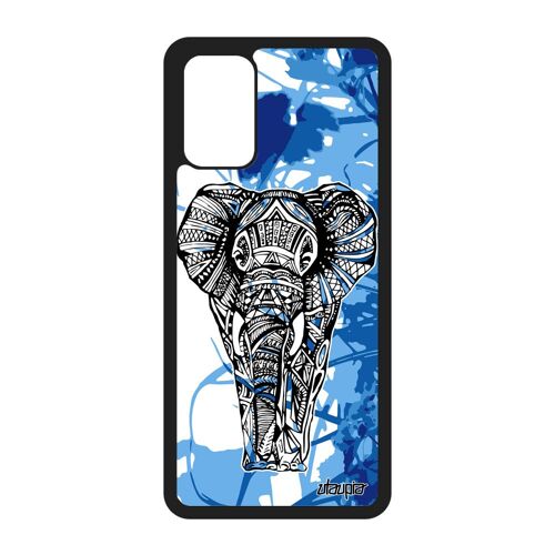 Coque silicone Samsung Galaxy S20+ Plus elephant 4G sagesse azteque d'afrique case Bleu coloré fille housse telephone tribal animal