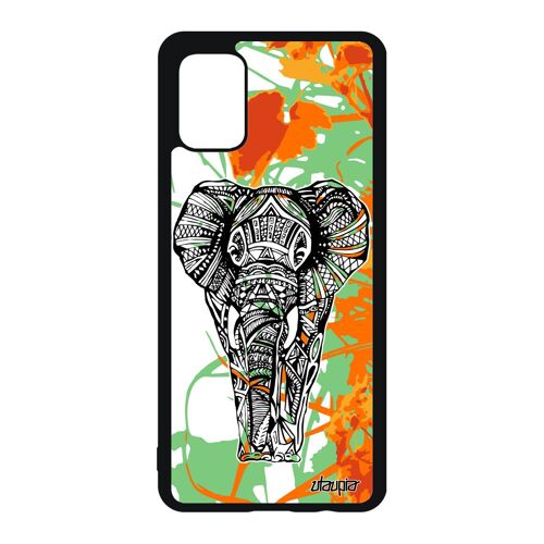 Coque A51 Silicone Elephant Mobile Orange Feuilles Nature Telephone Dessin Savane Memoire Azteque Ethnique Garcon Zen Samsung Galaxy