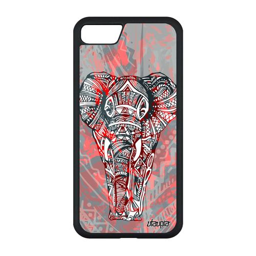Coque Elephant Pour Iphone Se 2020 Silicone Plume Multicolore D'afrique Rouge Azteque Dessin Mobile Animal Homme Sagesse Motif