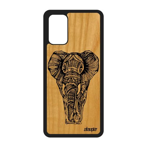 Coque Bois Galaxy S20+ Plus Silicone Elephant Azteque Case Smartphone Ethnique Tribal Animaux Portable D'asie Solide Savane Samsung