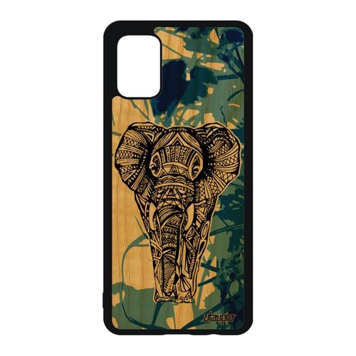 Coque Samsung A51 en bois silicone elephant fille de protection ethnique TPU mobile sagesse Bleu antichoc d'afrique design galaxy