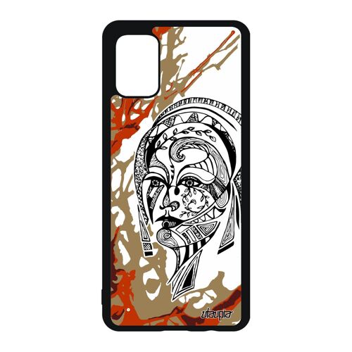 Coque Samsung Galaxy A51 Silicone Femme Arbre Azteque Case Telephone Original Aluminium Peinture Art Feerique Portrait Tribal De