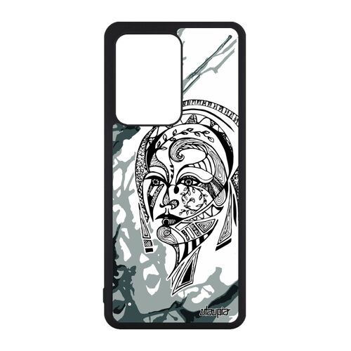 Coque Samsung S20 Ultra Silicone Femme Psychédelique Metal Peinture 4g Gris Pas Cher Portrait Ethnique Art Noir Telephone De Galaxy
