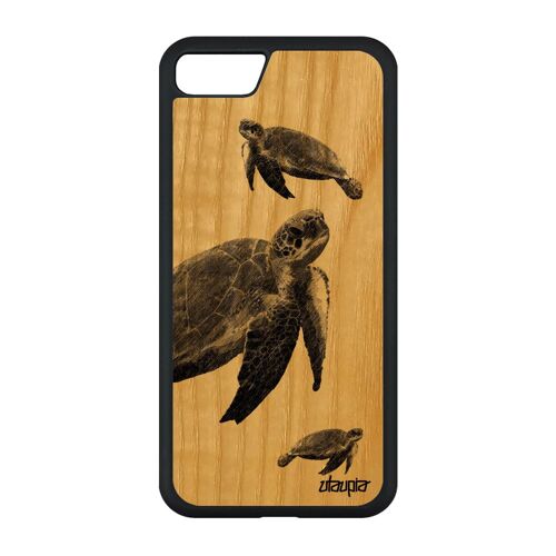 Coque Iphone Se 2022 En Bois Silicone Tortue Animaux Souple Telephone Case De Mer Dessin Animal Luth Mobile Design Ocean Jolie