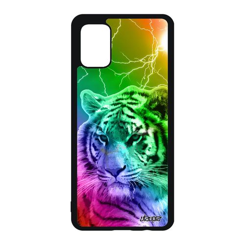 Coque Tigre Pour Samsung Galaxy A51 Silicone Predateur Jaune Fauve Design Animal Alu Felin Animaux Eclair Tigresse Arc En Ciel Case