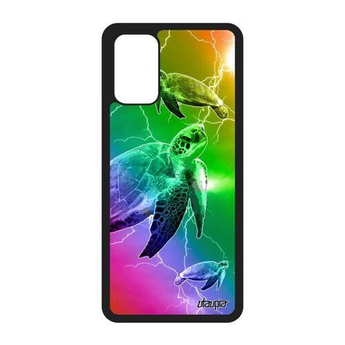 Coque silicone tortue pour Samsung S20+ Plus eclair jaune 4G de mer marin luth ocean de protection design animal arc en ciel galaxy