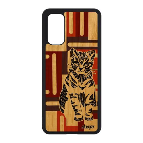 Coque Bois S20 Silicone Chat Housse Pas Cher Motif Petit 4g Noir Animaux Dessin Tribal Azteque Chaton Cadeau De Noel Samsung Galaxy
