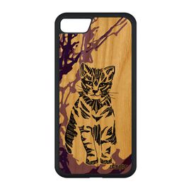 Coque Iphone Se 2020 En Vrai Bois Silicone Chat Violet Azteque Mignon Etui Unique Peinture 64 Go Fantaisie Femme Animal Souple