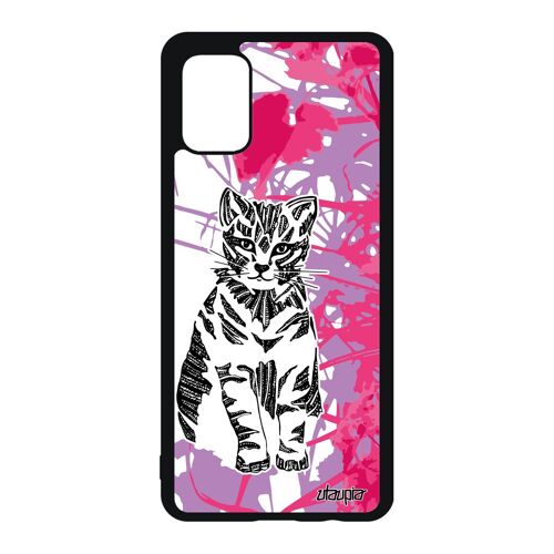 Coque Silicone A51 Chat Fleur Animal Dessin Fille Mignon Ethnique Graphique Minou Nature Azteque Petit Feuilles Tigré Samsung Galaxy