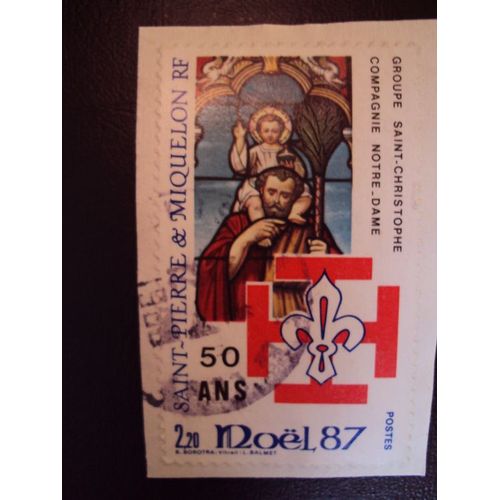 St Pierre & Miquelon. Vitrail Noel 1987. Oblitéré.