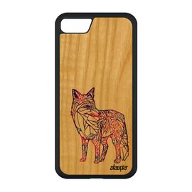 Coque De Protection Pour Iphone Se 2020 En Bois Silicone Renard Azteque Animaux Caoutchouc Violet Renardeau Unique Multicolore
