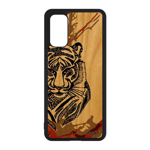 Coque S20 Bois Naturel Silicone Tigre Homme Tpu Pas Cher Etui Marron Art Animal Tribal Bengal Fauve Case Frêne Dessin Samsung Galaxy