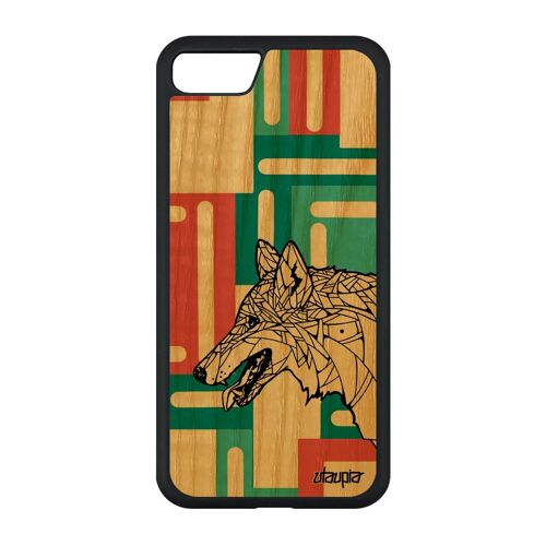 Coque En Bois Loup Pour Iphone Se 2020 Silicone Tribal Original Smartphone Geometrique Chien Antichoc Ethnique 128 Go Animaux