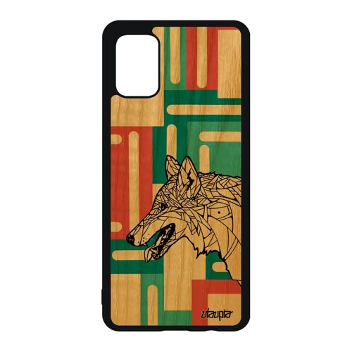 Coque Silicone Galaxy A51 En Bois Loup 4g Animaux Original Dessin Noir Solitaire Carré Tribal Sm-A515f Fantaisie Vert Chien Samsung