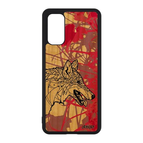 Coque Galaxy S20 Bois Silicone Loup Chien Cover Ethnique Femme Dessin Portable Solitaire Azteque Animal Smartphone Tribal De Samsung