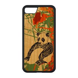 Coque En Bois Pour Iphone Se 2022 Silicone Panda Animaux Orange Coloré Fille 4g Portable Dessin Azteque Etui De Chine Ethnique