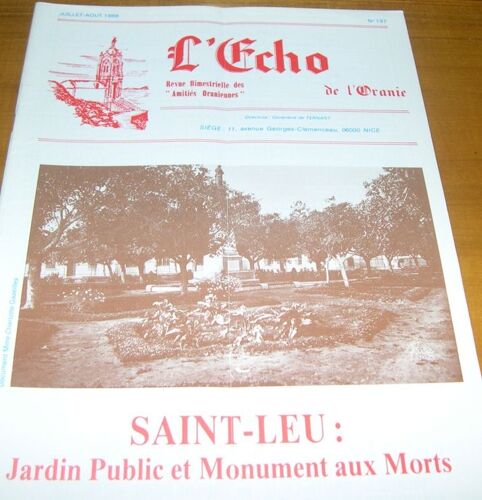 L'écho De L'oranie  N° 197 : Saint-Leu : Jardin Public Et Monument Aux Morts