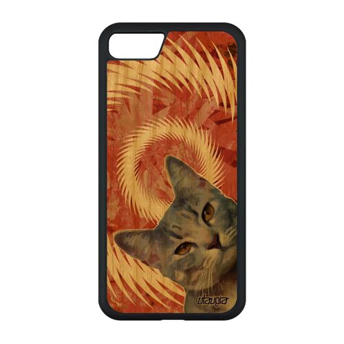 Coque Chat Pour Iphone Se 2022 Bois Silicone Mandala Dessin Texture Lolcat Animal Personnalisé Animaux Chaton Minou Orange De