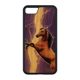 Coque En Bois Iphone Se 2020 Et Silicone Cheval Design De Protection Rigide Violet Poney Animal Telephone Etui Made In France