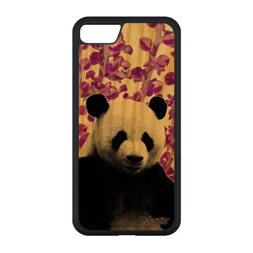 Coque Iphone Se 2020 En Bois Silicone Panda De Protection Rose Animal Nature Ours Geant Ecolo Portable Personnalisé Animaux