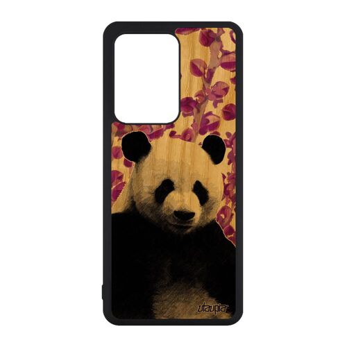 Coque bois silicone S20 Ultra panda portable geant ours nature solide personnalisé ecolo rose plante ecologie motif Samsung galaxy
