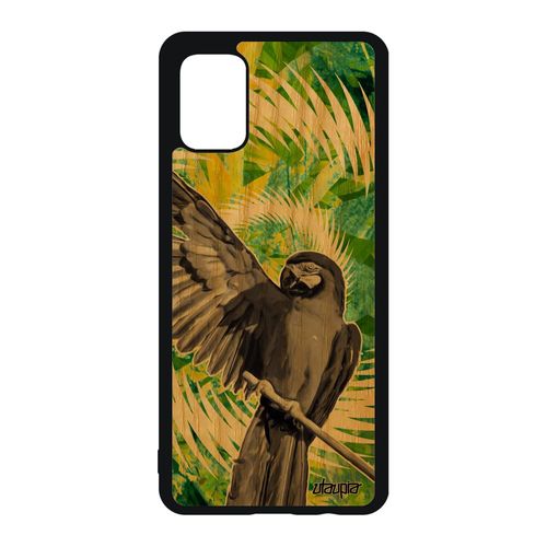 Coque Perroquet Samsung Galaxy A51 En Bois Silicone Tropical Pas Cher Case Perruche Fleurs Animaux Design Animal Mandala Vert Nature