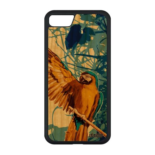 Coque Silicone Iphone Se 2020 En Bois Perroquet Animal 4g Noir Caoutchouc Exotique Case Oiseau Animaux Tropical Bleu Perruche