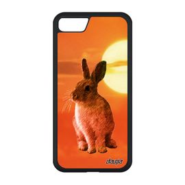 Coque Pour Iphone Se 2022 En Silicone Lapin Ciel Etui Unique Design Couché De Soleil Animal Alu Mignon Lièvre De Paques Orange