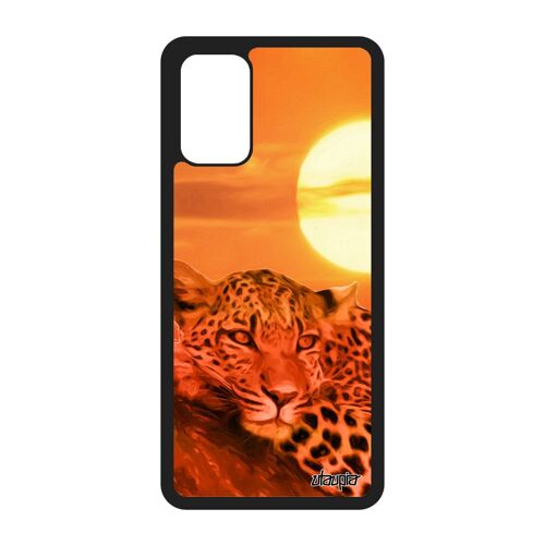 Coque silicone pour S20+ Plus leopard guepard jaguar metal couché de soleil TPU mobile case ciel orange sauvage felin Samsung galaxy