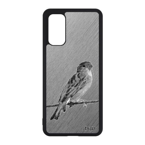 Coque En Silicone Pour S20 Oiseau Nature Gris Telephone Moineau Design Effet Animaux Noir Mobile Petit Dessin Animal Samsung Galaxy