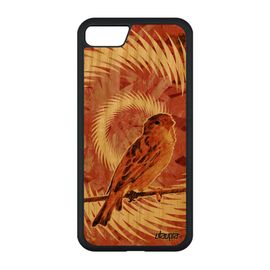 Coque Silicone Pour Iphone Se 2022 En Bois Oiseau Animaux Mobile Orange Animal Case Texture Etui Design Nature Mandala Petit