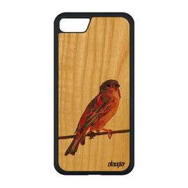 Coque Silicone De Protection Pour Iphone Se 2020 En Bois Oiseau Moineau Nature Petit Dessin Personnalisé Original Violet Etui