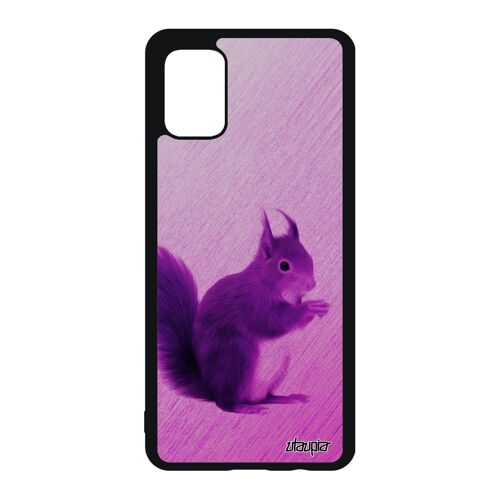 Coque Galaxy A51 Silicone Ecureuil Rose Portable Texture Smartphone Animal Foret Caoutchouc Noir Mignon Jolie Made In France Samsung