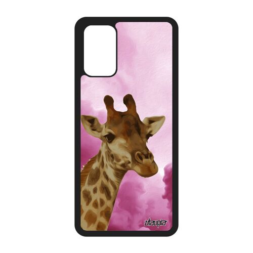 Coque pour Samsung S20+ Plus en silicone girafe antichoc ciel rose case design afrique savane tacheté animaux animal nuage 4G galaxy