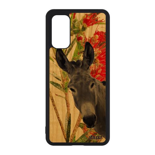 Coque Samsung S20 bois silicone ane mule unique fleurs anesse telephone tetu 4G animal nature housse portable design TPU vert galaxy