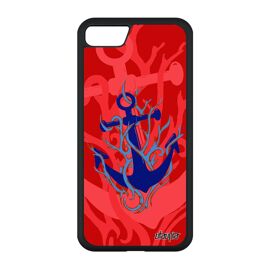 Coque iPhone SE 2020 en silicone ancre 256 Go cadeau de noel rouge tatouage old school marine capitaine design telephone femme