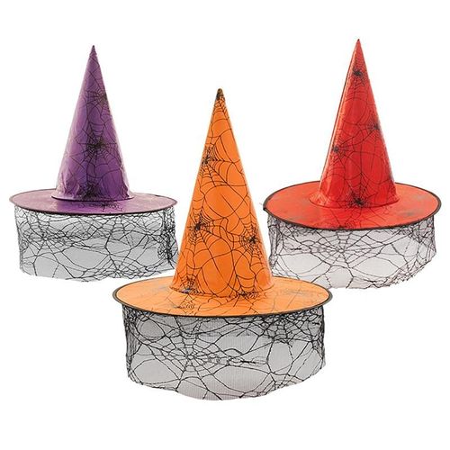 Chapeau De Sorcière Pour Toile D'araignée Chapeau Créatif Chapeau D'halloween Cosplay Chapeaux De Fête Avec Voile Décorations De Fête Pour Enfants Adultes