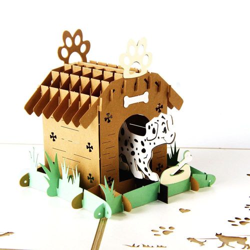 Carte Pop Up 3d 3 Pièces Carte D'anniversaire De Maison Pour Chien Cartes De V¿Ux De Maison Pour Animaux De Compagnie Cartes D'invitation De V¿Ux Pour La Fête Cadeau Pour Enfants