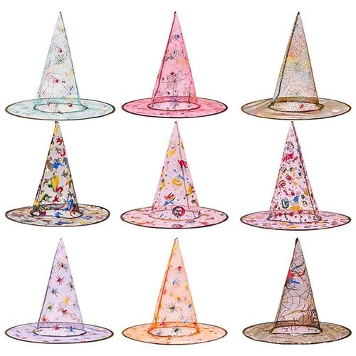Chapeaux De Fête De Sorcière En Gaze 6 Pièces Chapeau D'halloween Chapeau Cosplay Couvre-Chef Accessoire Pour Fête D'halloween Décoration Pour Enfants