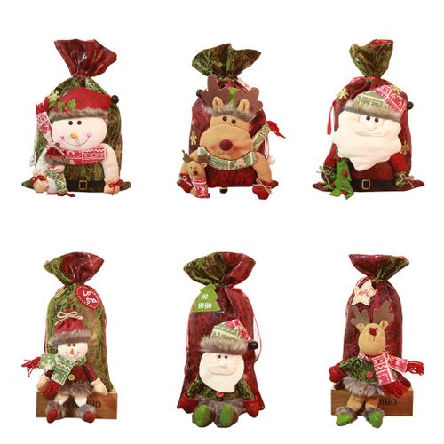 Sac De Bonbons Sac De Noël À Cordon Père Cerf Bonhomme De Neige Bouteille De Vin Fournitures De Festival Cadeau Pour Enfants