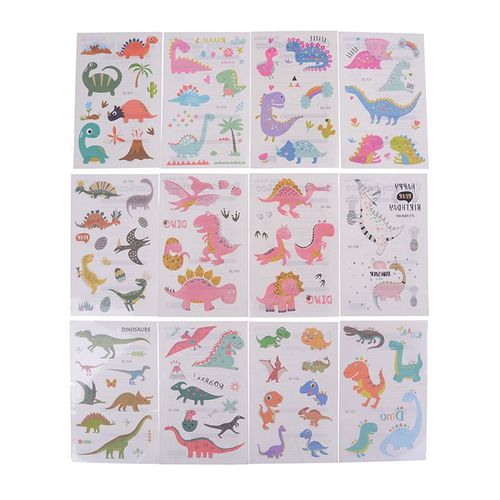 Tatouage Amovible Pour Enfants 4 Pièces Autocollant De Tatouages Temporaire Pour Fête D'anniversaire Petit Cadeau Dinosaure Étanche