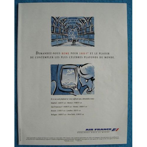 Publicité Papier - Air France - Rome De 1992