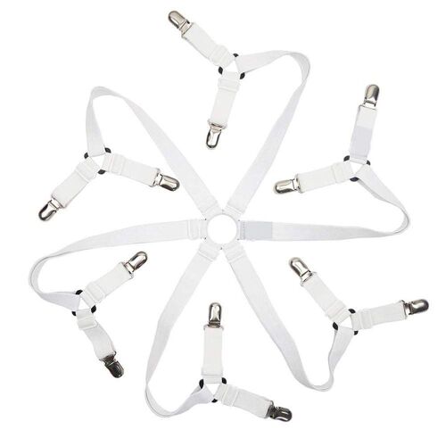 XM Bretelles de drap élastique 6 côtés Clips de fixation pour draps de lit Clips de matelas sangles