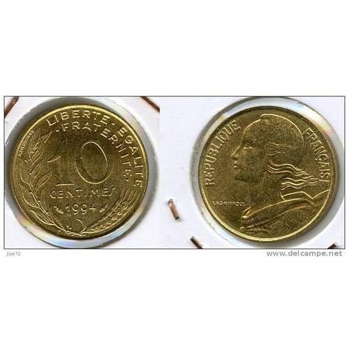France...Pièce De 10 Centimes..1994.Dauphin.Marianne Lagriffoul.