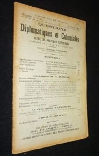 Questions Diplomatiques Et Coloniales - Revue De Politique Extérieure - No 394