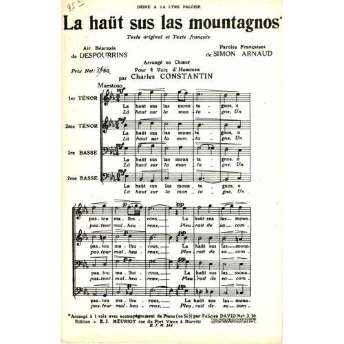 La Haüt Sus Las Mountagnos : Choeur Pour 4 Voix D'hommes