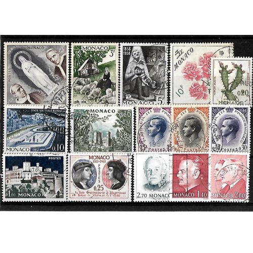 Monaco-Lot De 15 Timbres Oblitérés-Très Bon Etat