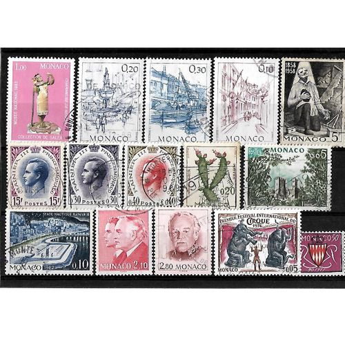 Monaco-Lot De 15 Timbres Oblitérés-Très Bon Etat