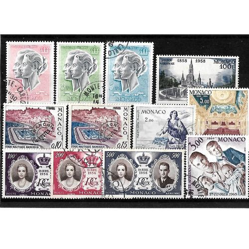 Monaco-Lot De 12 Timbres Oblitérés-Très Bon Etat